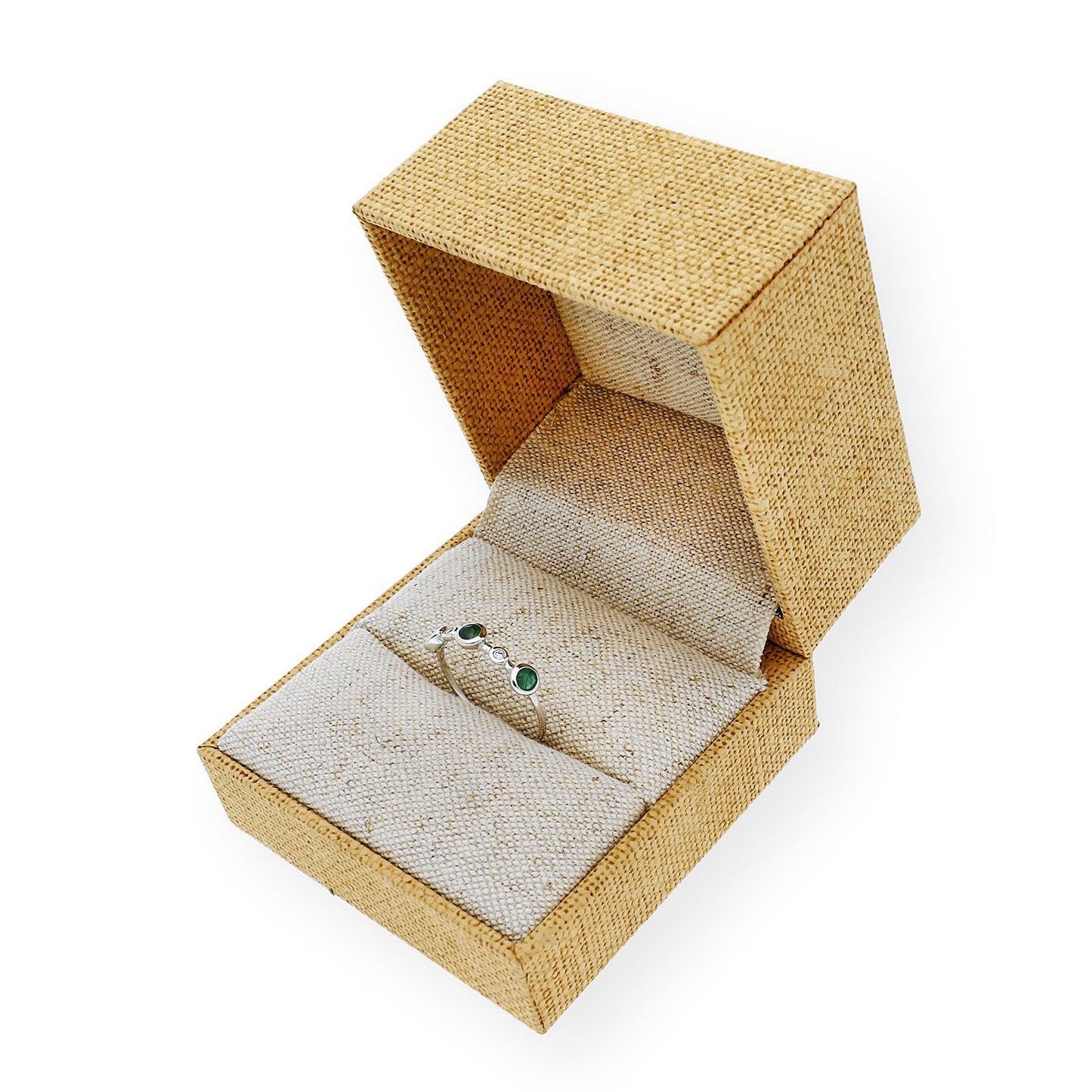 Anillo Millas de Oro Blanco y Diamantes con Esmeraldas