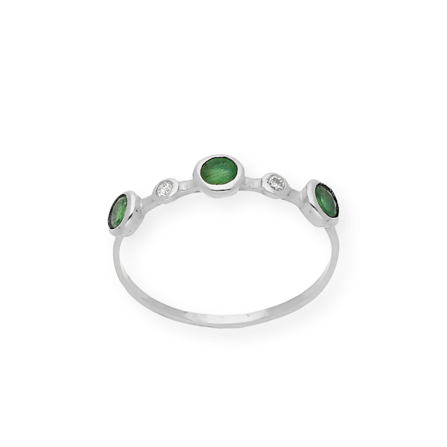 Anillo Millas de Oro Blanco y Diamantes con Esmeraldas