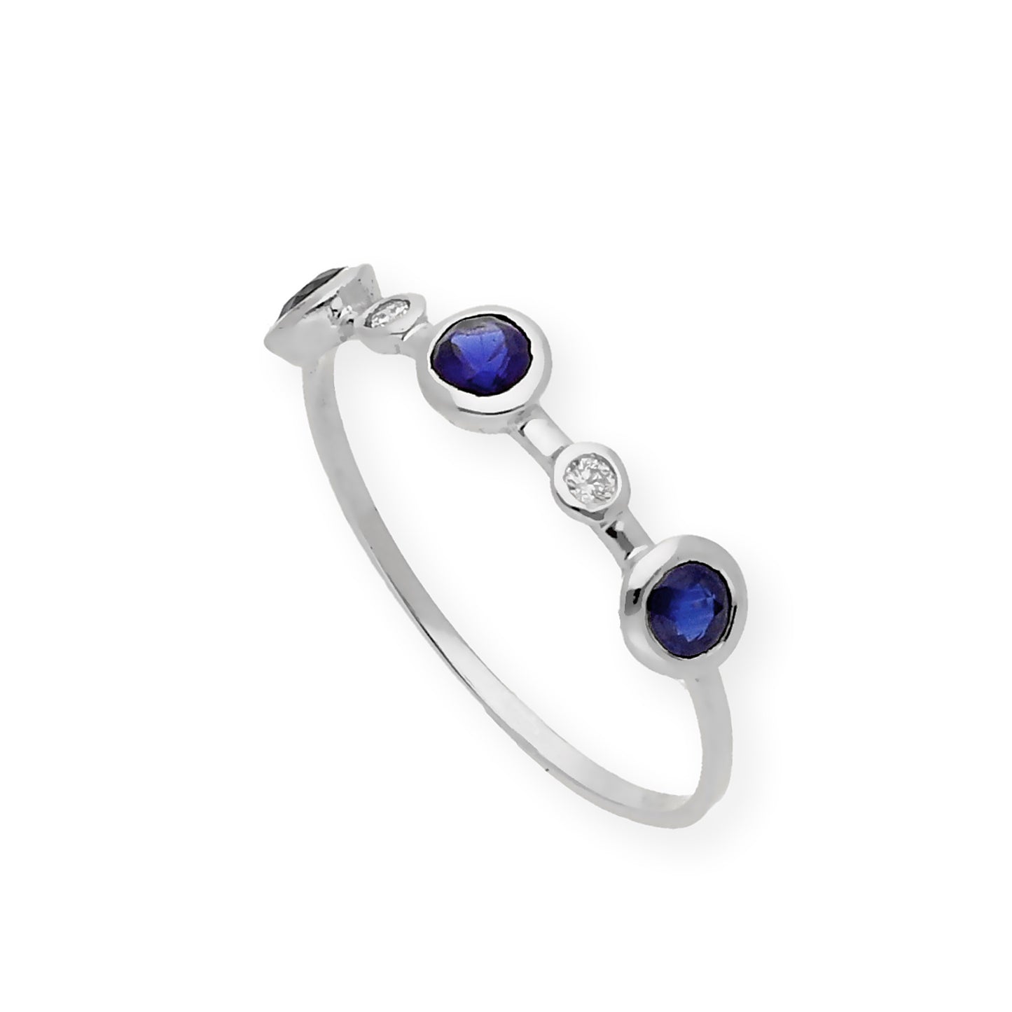 Anillo Millas de Oro Blanco y Diamantes con Zafiros