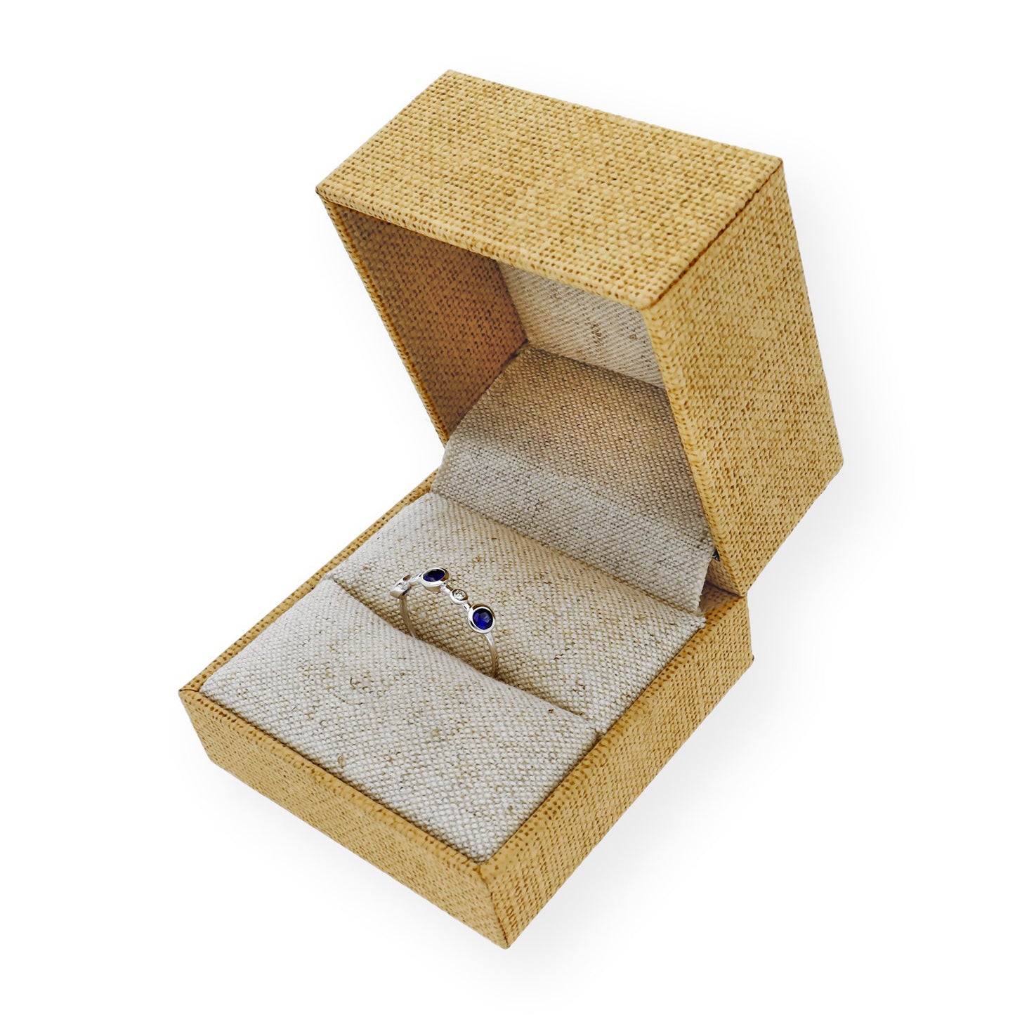 Anillo Millas de Oro Blanco y Diamantes con Zafiros