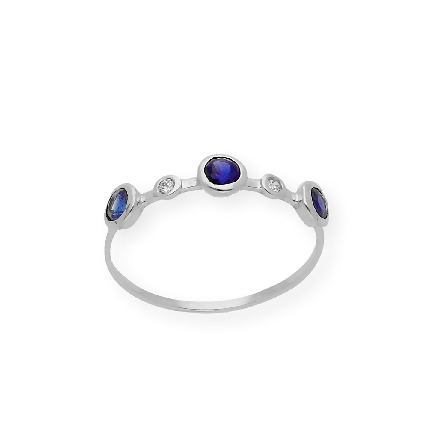 Anillo Millas de Oro Blanco y Diamantes con Zafiros