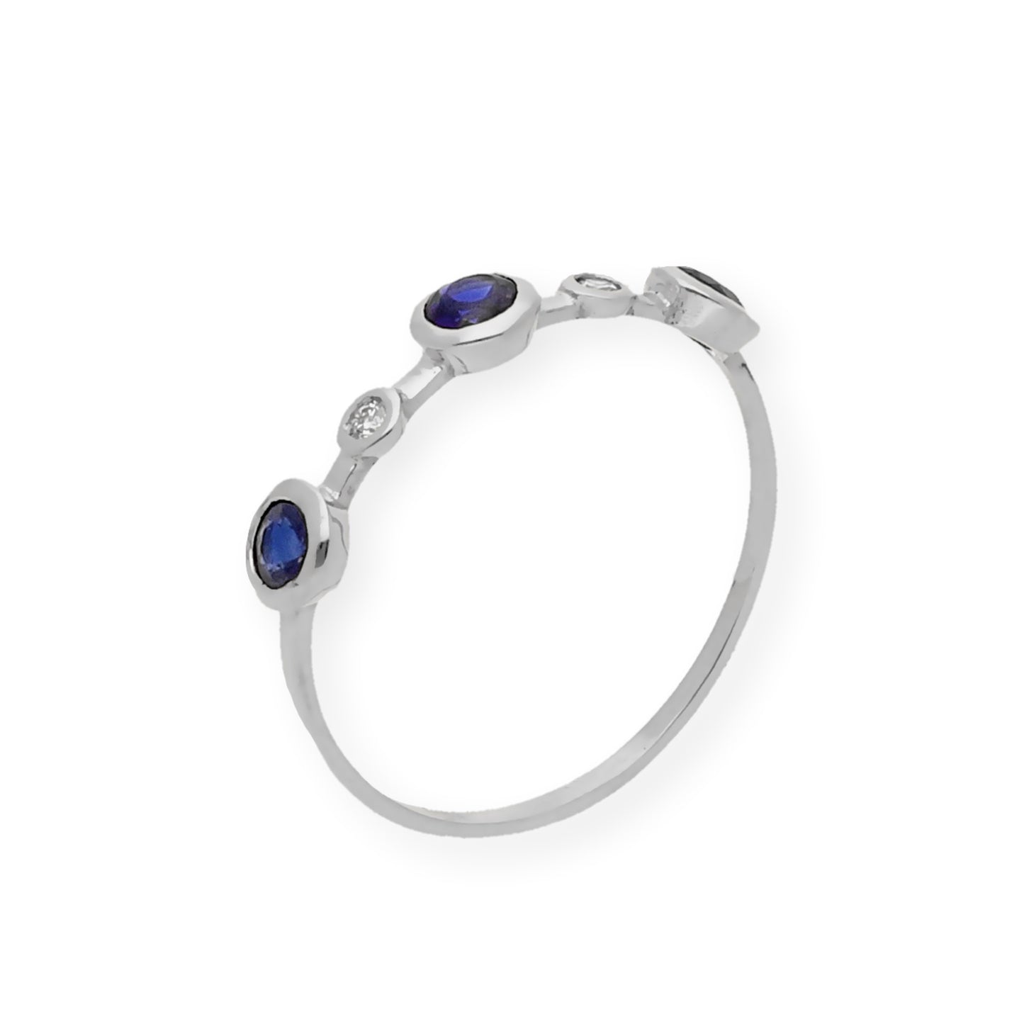 Anillo Millas de Oro Blanco y Diamantes con Zafiros