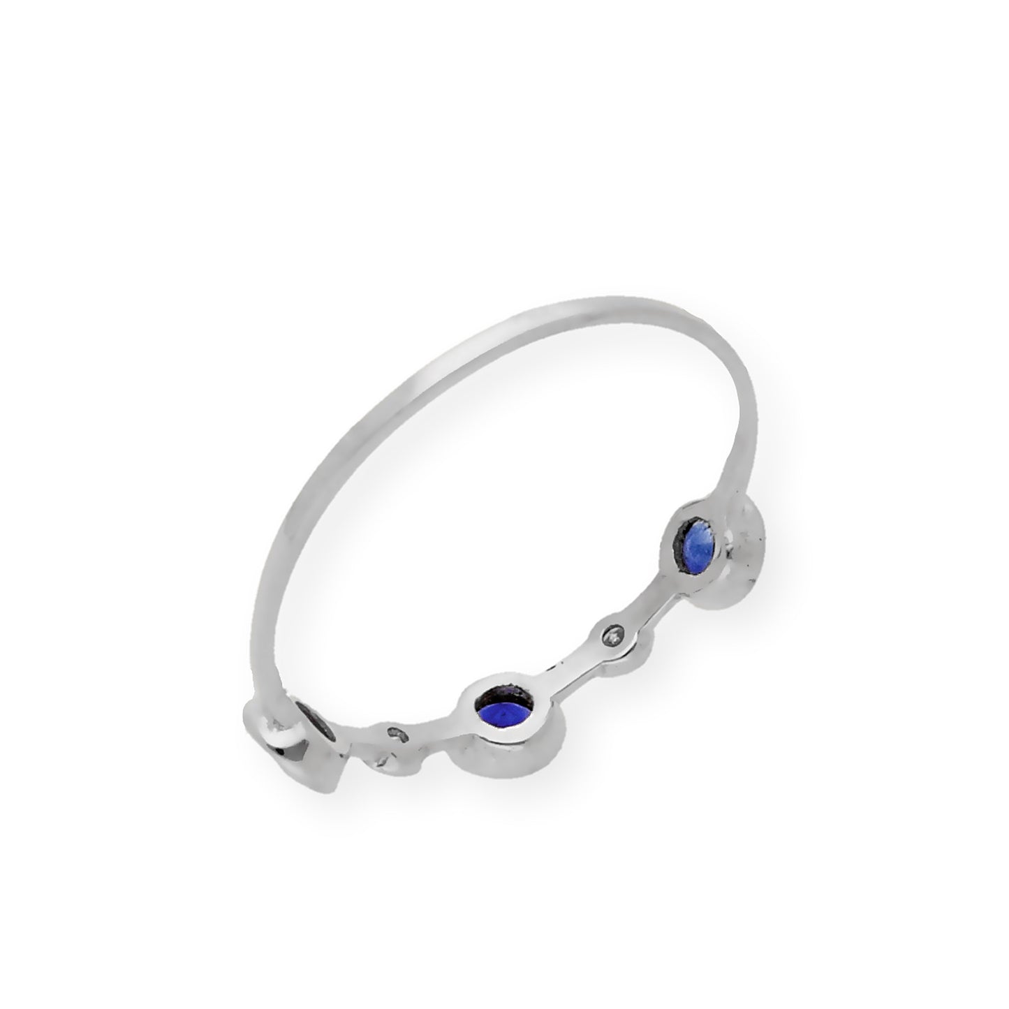 Anillo Millas de Oro Blanco y Diamantes con Zafiros