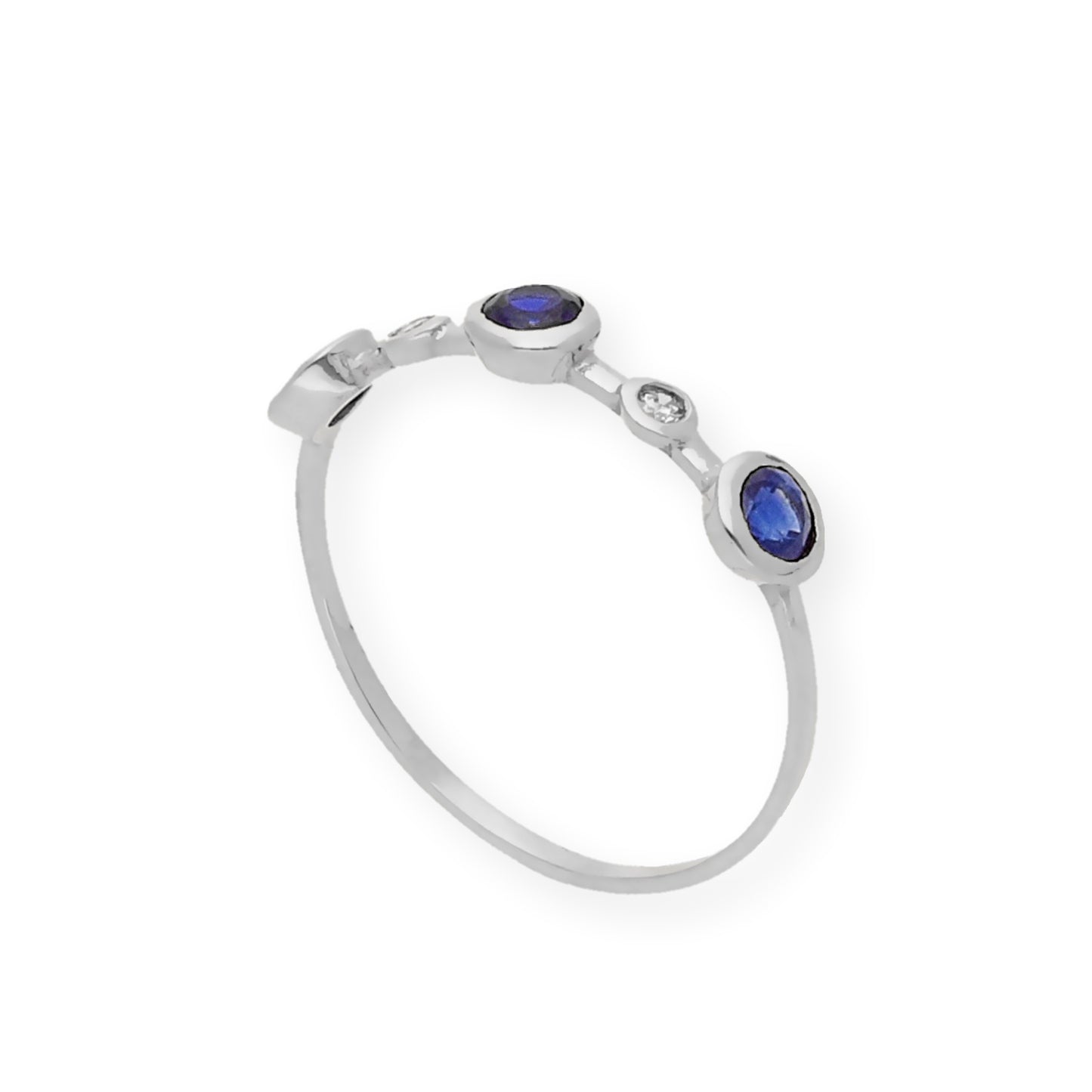 Anillo Millas de Oro Blanco y Diamantes con Zafiros