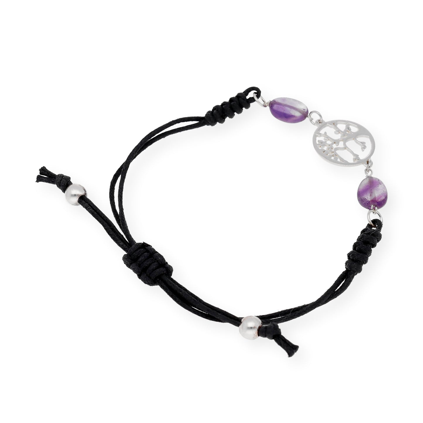Pulsera Árbol de la Vida en Plata de Ley con Amatistas