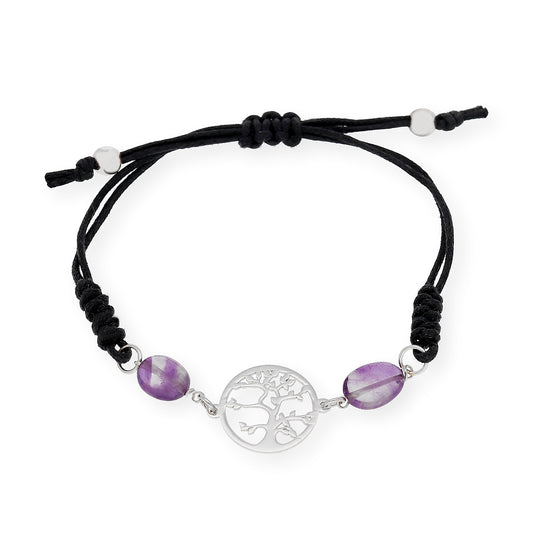 Pulsera Árbol de la Vida en Plata de Ley con Amatistas