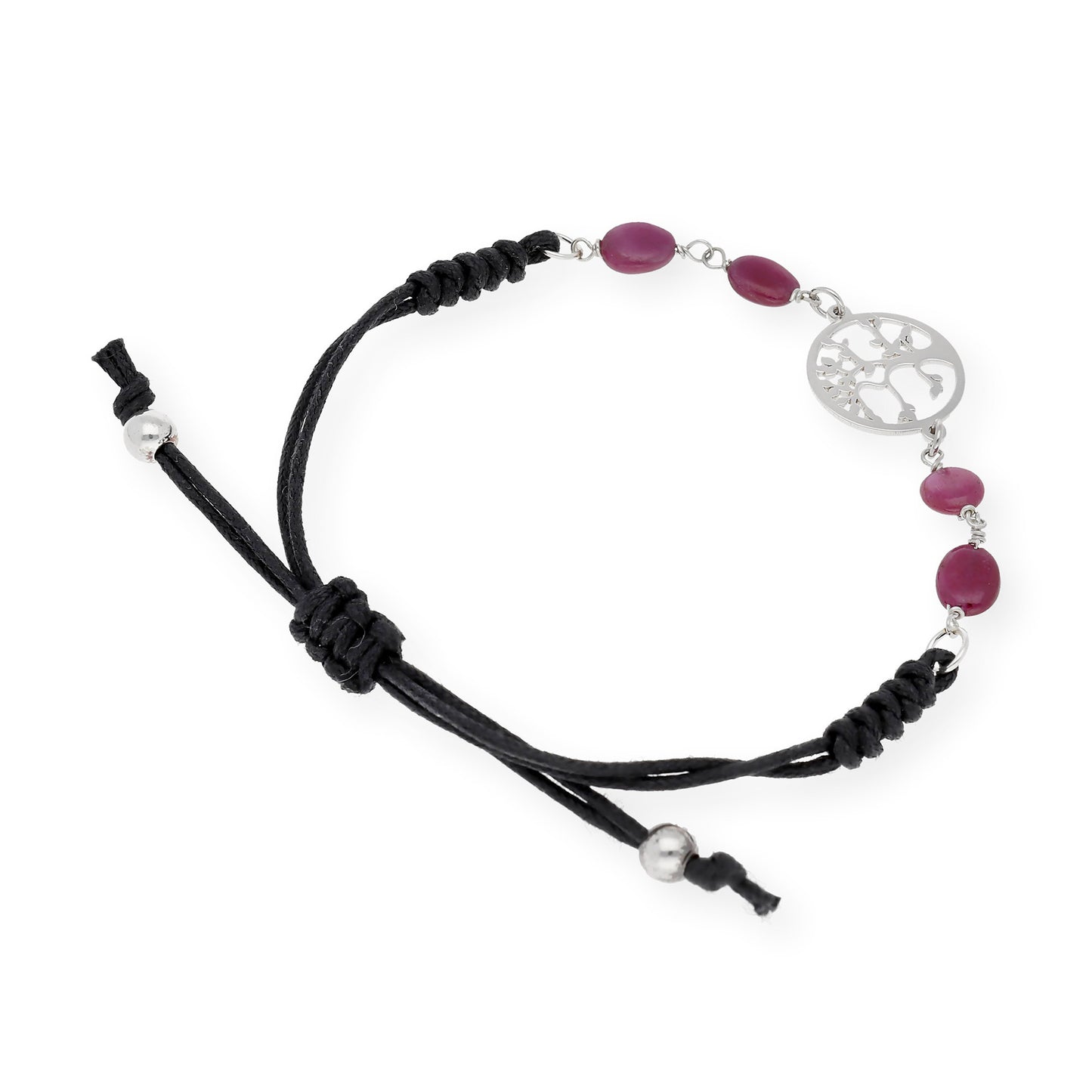 Pulsera Árbol de la Vida en Plata de Ley con Rubíes