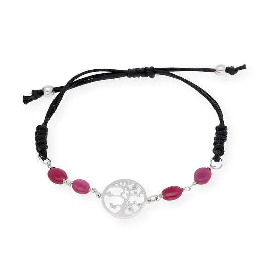Pulsera Árbol de la Vida en Plata de Ley con Rubíes