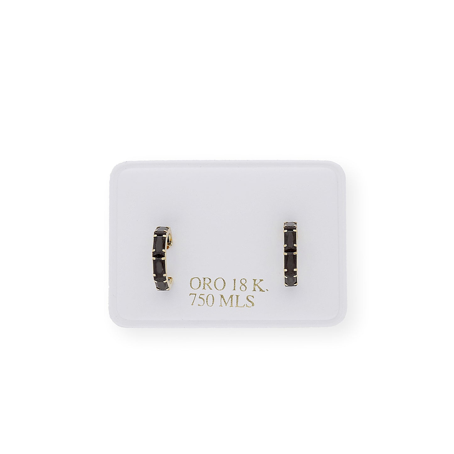 Pendientes Aro en Oro 18k con gemas semipreciosas negras