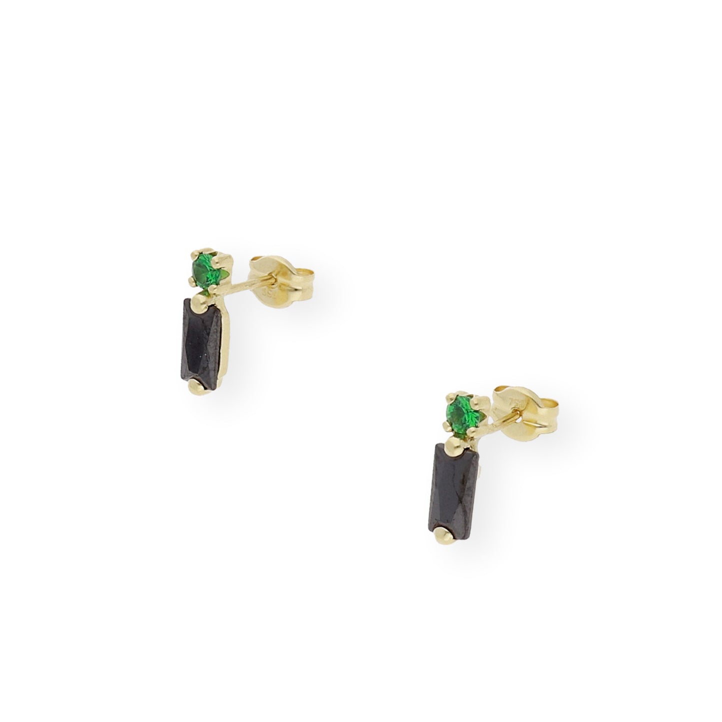Pendientes en Oro 18k con Gemas semipreciosas negras y verdes
