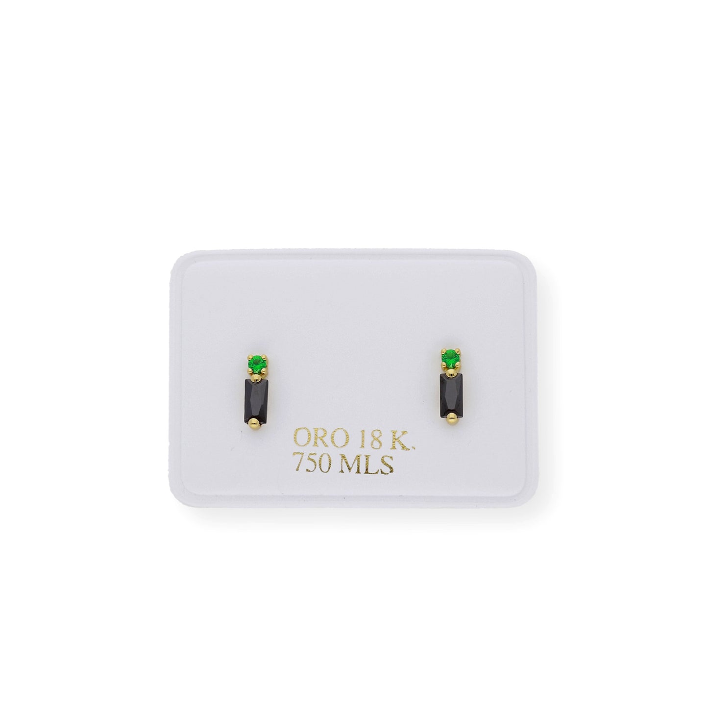 Pendientes en Oro 18k con Gemas semipreciosas negras y verdes