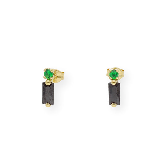 Pendientes en Oro 18k con Gemas semipreciosas negras y verdes