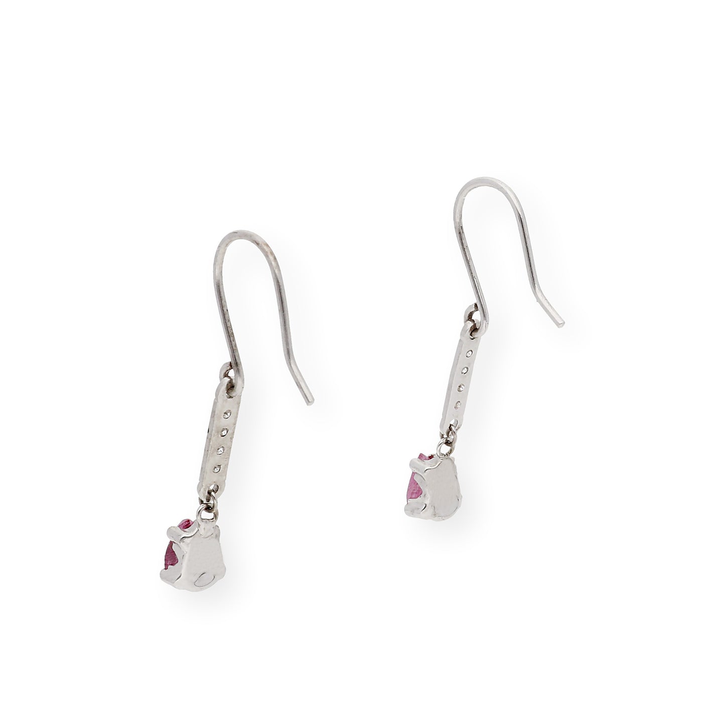 Pendientes Destello en Oro blanco 18k con Diamantes y Rubíes
