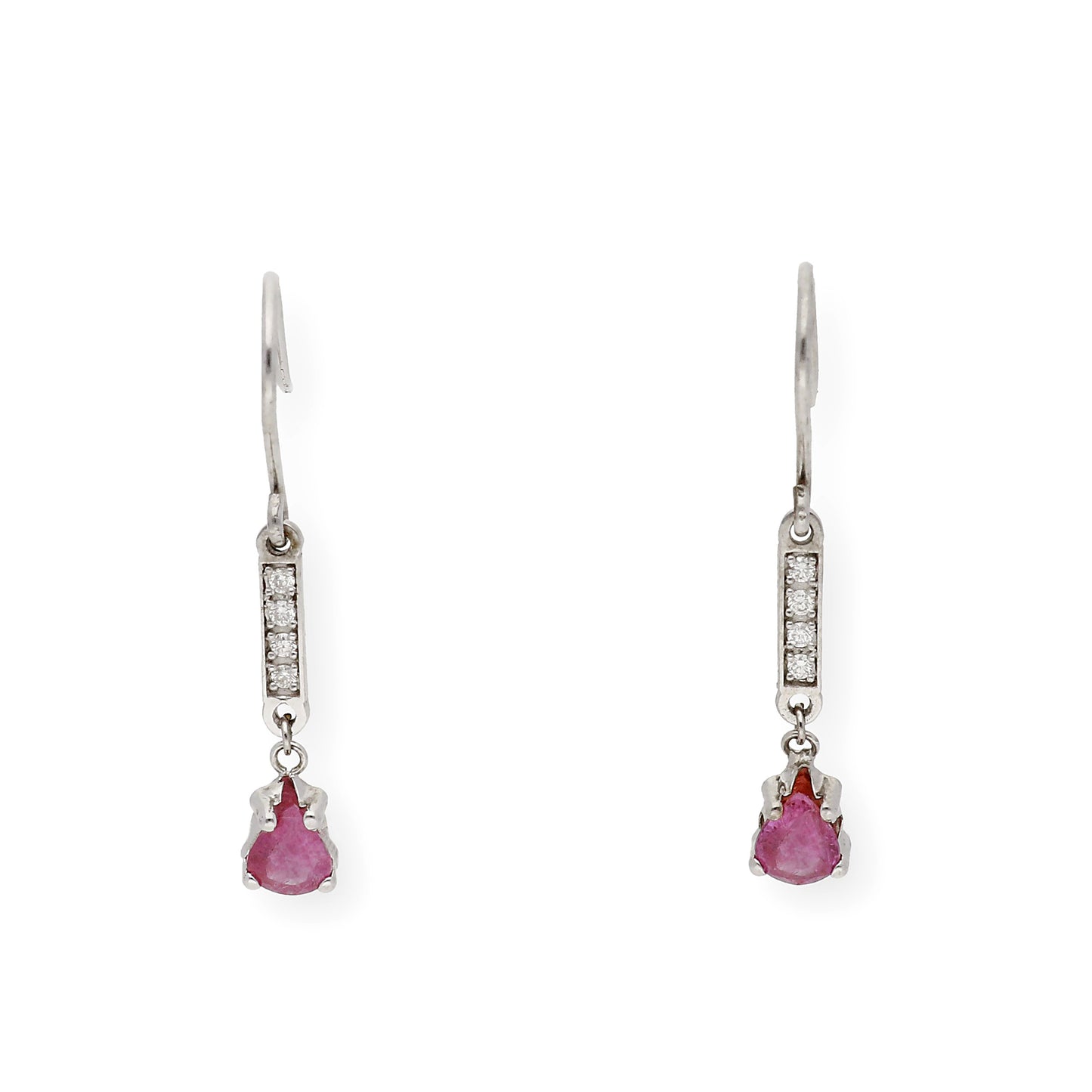 Pendientes Destello en Oro blanco 18k con Diamantes y Rubíes