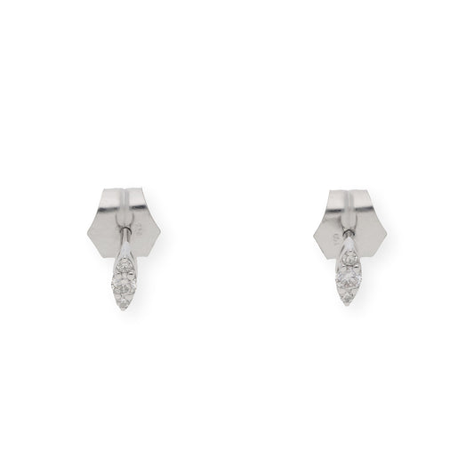 Pendientes de Oro Blanco 18k y Diamantes Diseño de Hoja