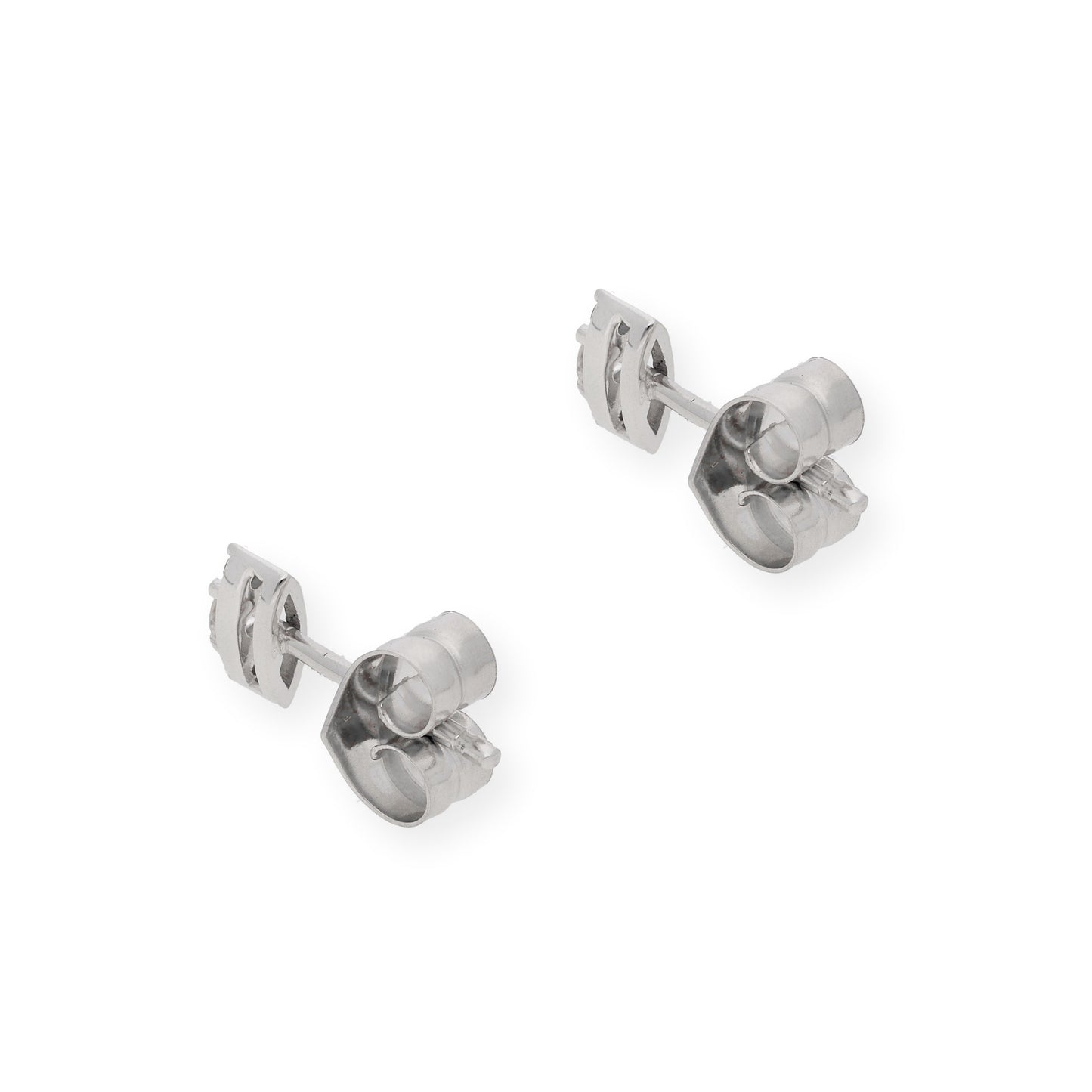 Pendientes de Oro Blanco 18k y Diamantes Diseño de Hoja