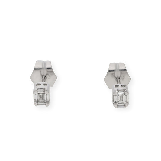Pendientes baguette de Oro Blanco 18k y Diamantes