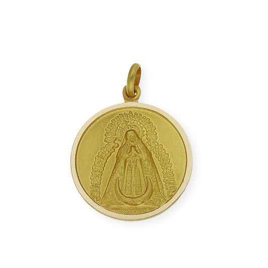 Medalla Virgen de la Soledad con cerco mediana en Oro 18k