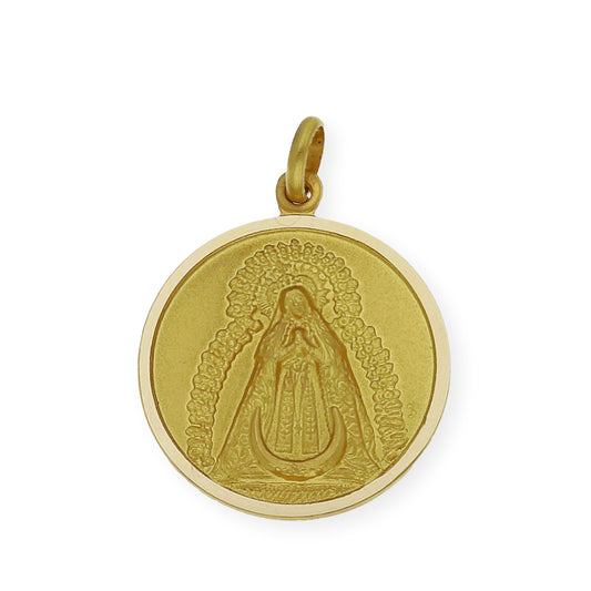 Medalla Virgen de la Soledad con cerco grande en Oro 18k