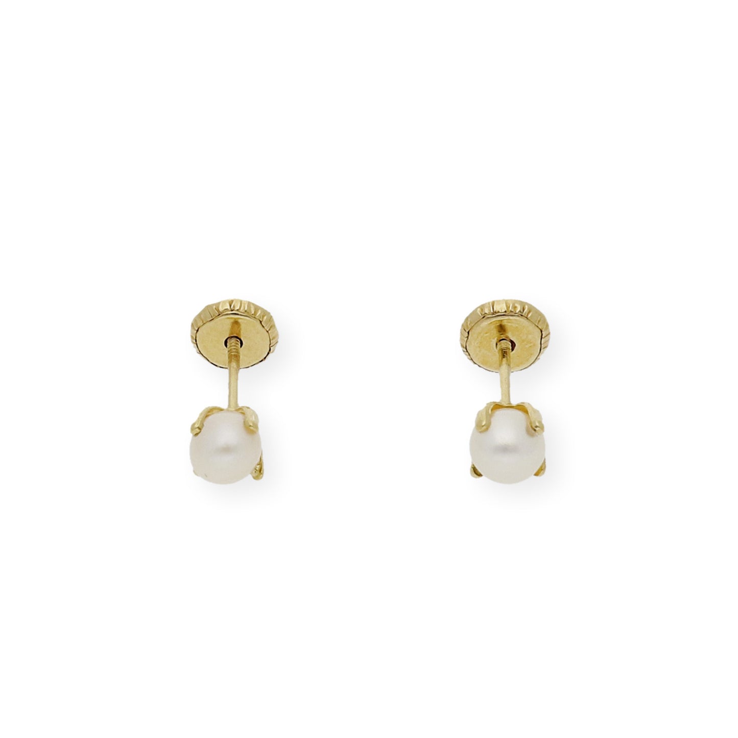Pendientes Bebé Oro Y Perlas en Patillas 4 mm