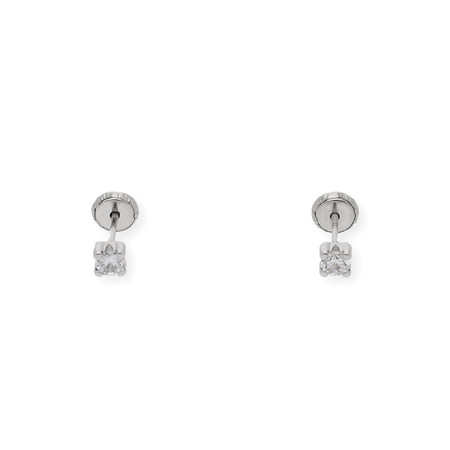 Pendientes de oro blanco 3.00mm de cuatro patillas circonitas