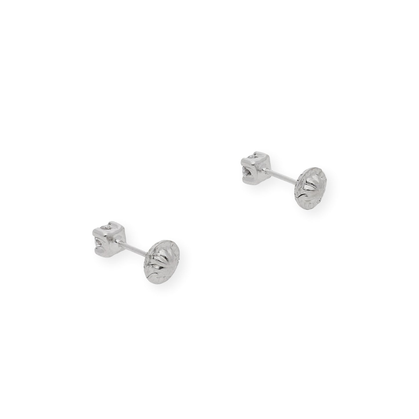 Pendientes de oro blanco 3.00mm de cuatro patillas circonitas