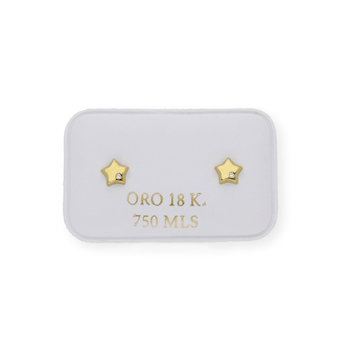 Pendientes bebé estrella y circonita Oro amarillo 18K