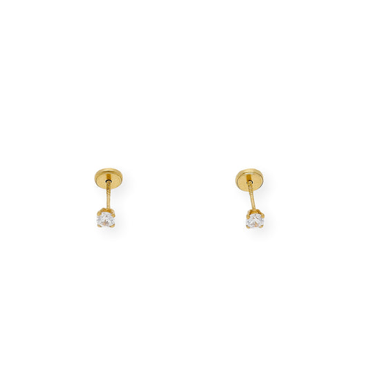 Pendientes Bebé Oro y Circonita de 2.70 mm en Patillas