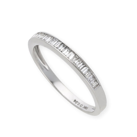 Anillo de Diamantes talla Baguette en Oro Blanco 18k