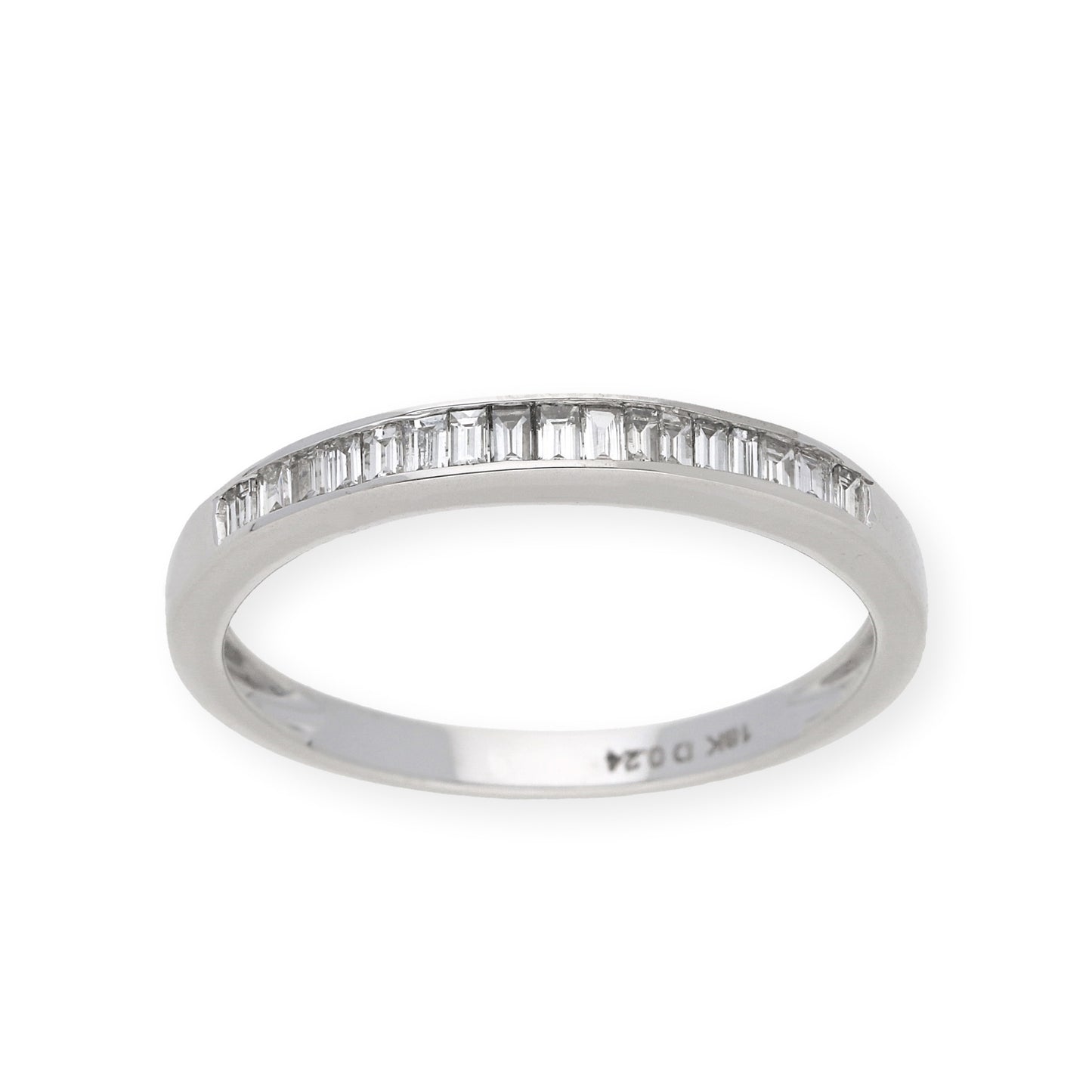 Anillo de Diamantes talla Baguette en Oro Blanco 18k