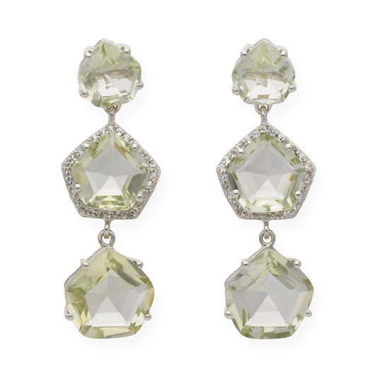 Pendientes Trío en plata de ley 925 con Circonitas y Olivinas