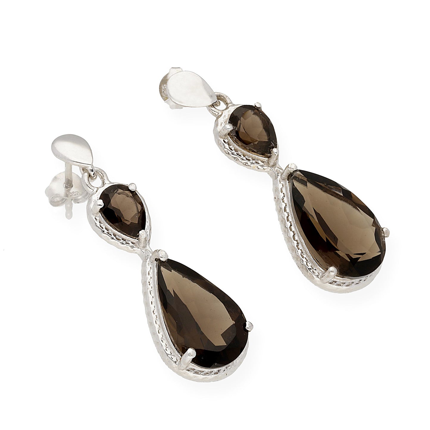 Pendientes Promesa en plata de ley 925 y Cuarzo Fumé
