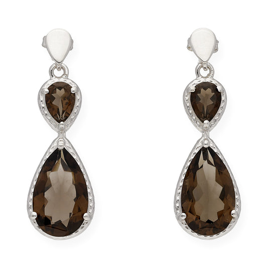 Pendientes Promesa en plata de ley 925 y Cuarzo Fumé