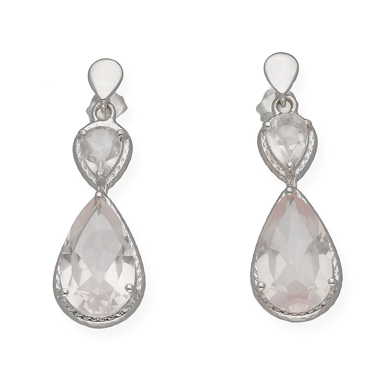 Pendientes Promesa en plata de ley 925 y Cuarzo Rosa