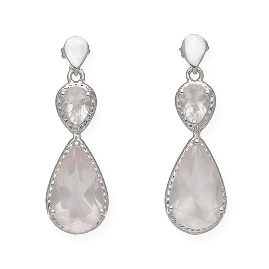 Pendientes Promesa en plata de ley 925 y Cuarzo Rosa