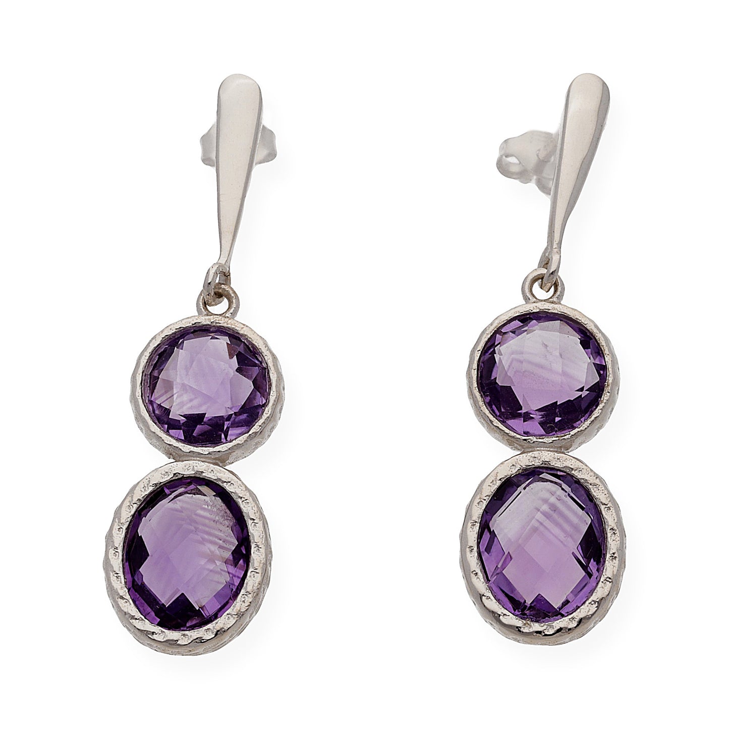 Pendientes Eclipse en plata de ley 925 con Amatistas