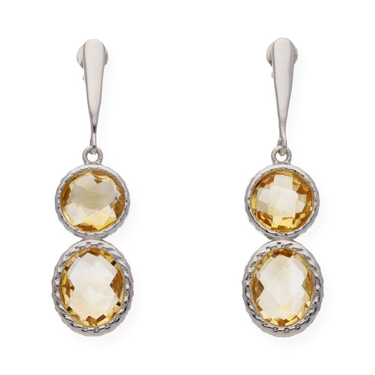 Pendientes Eclipse en plata de ley 925 con Cuarzos Citrinos