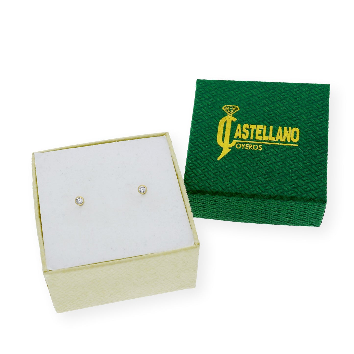 Pendientes bebé chatón y circonita Oro amarillo 18K