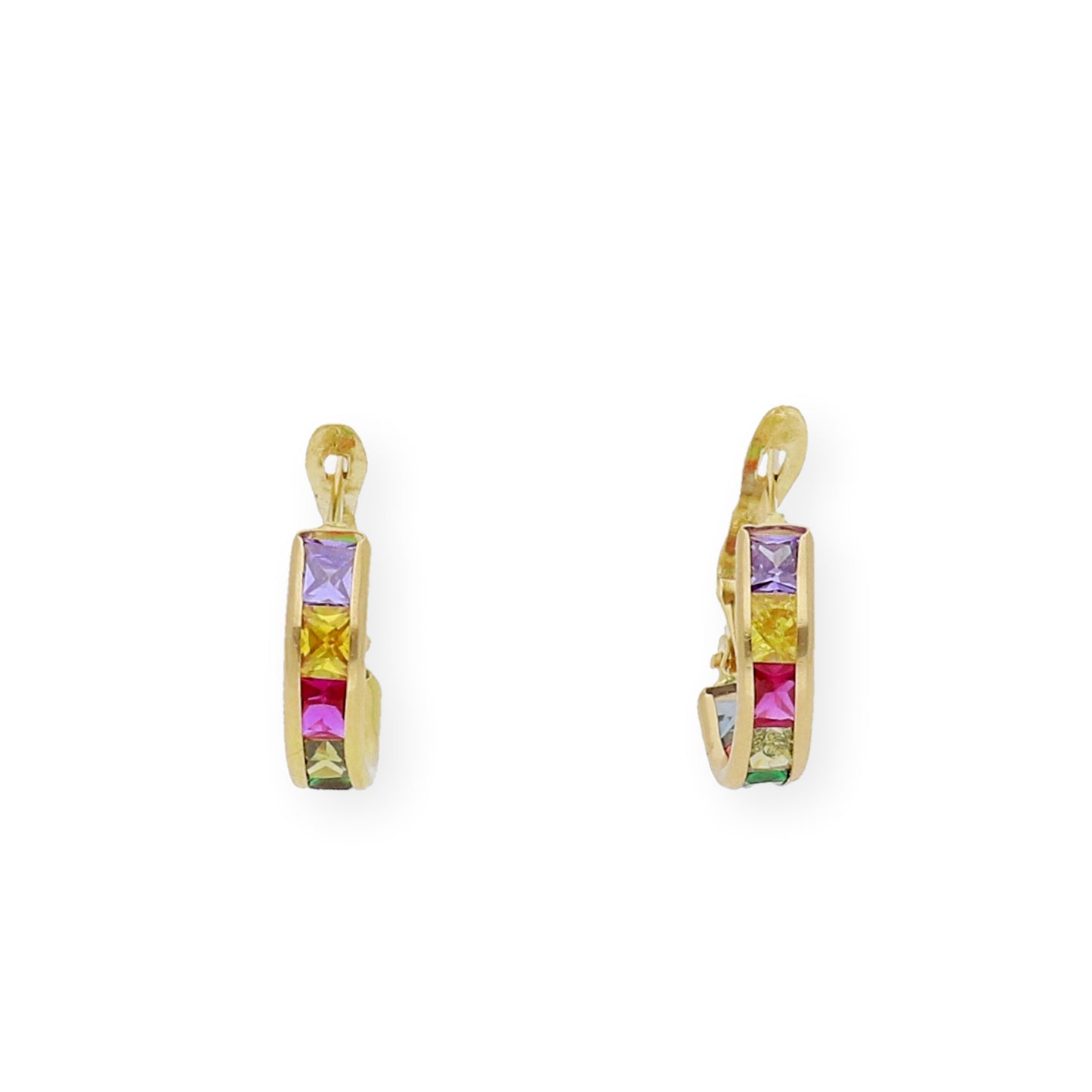 Pendientes medio aro circonita de colores 18k