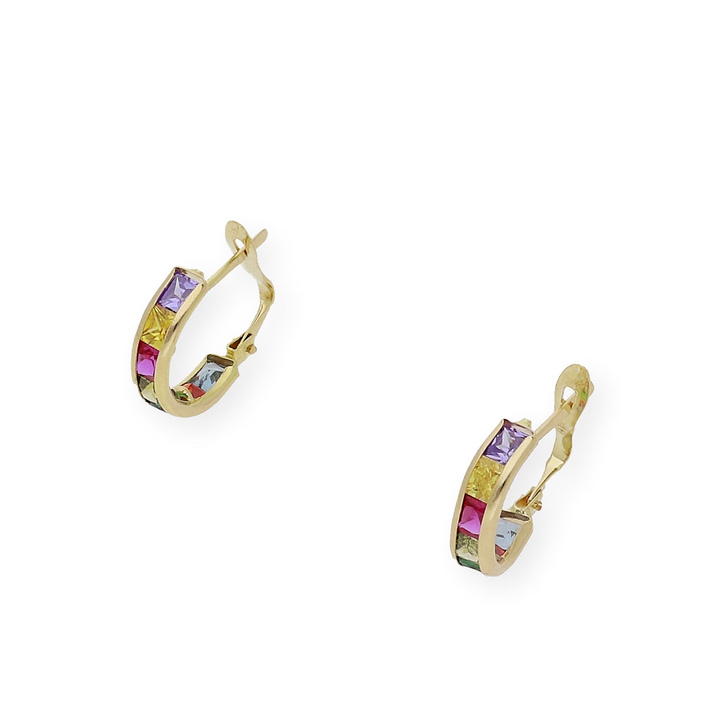 Pendientes medio aro circonita de colores 18k