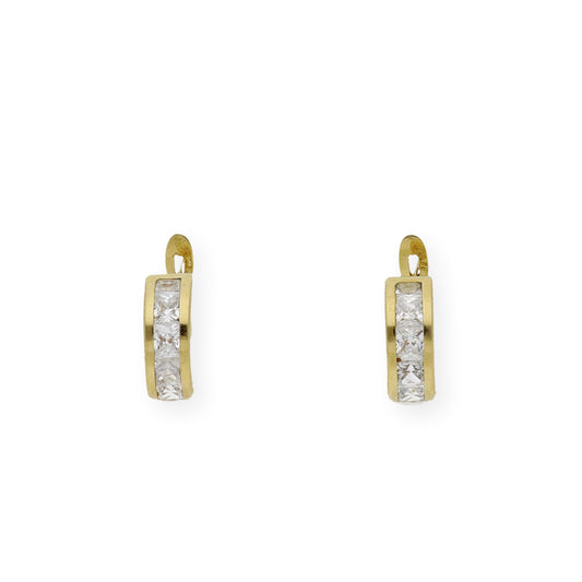 Pendientes medio aro circonita 18k