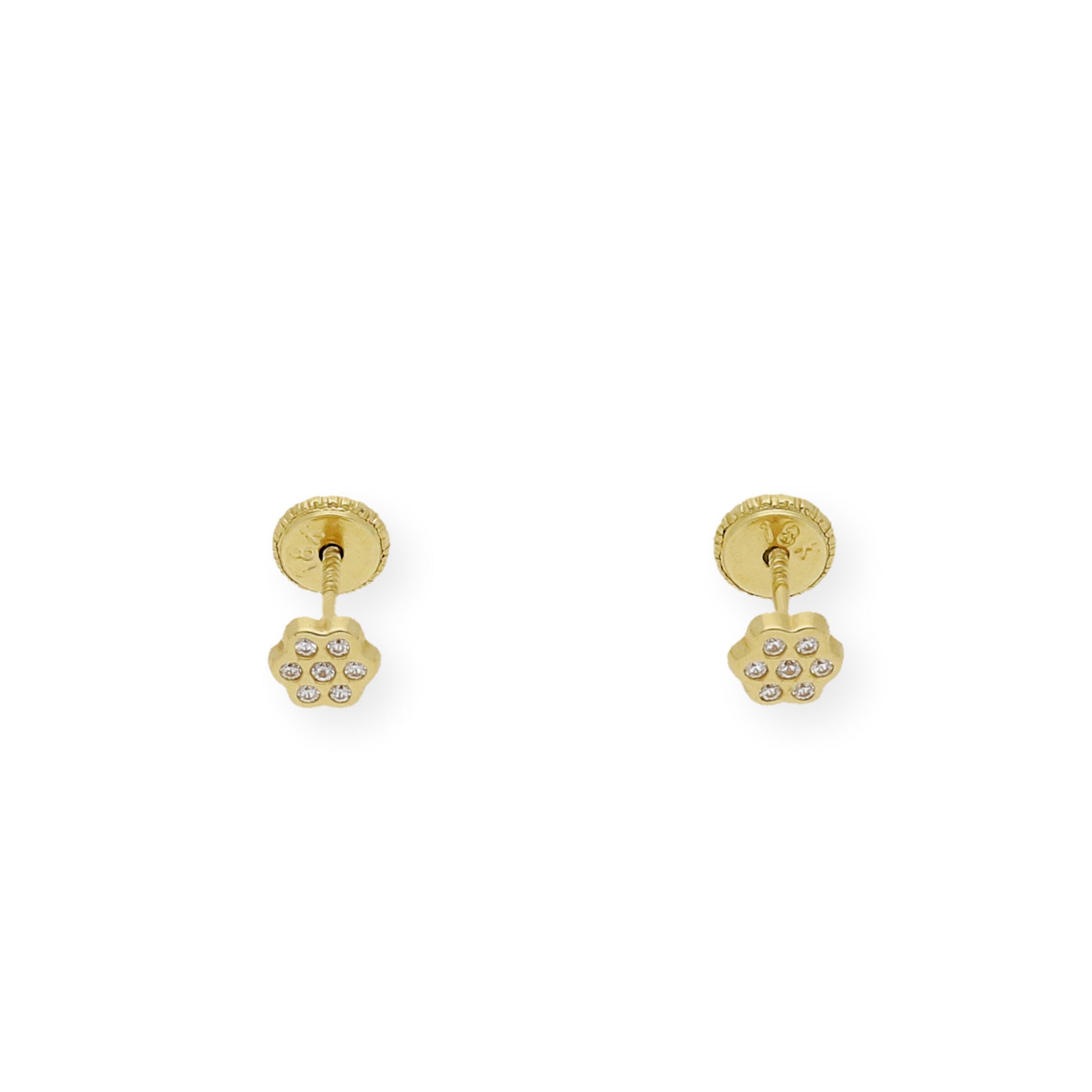 Pendientes bebé flor Oro amarillo 18K y circonitas