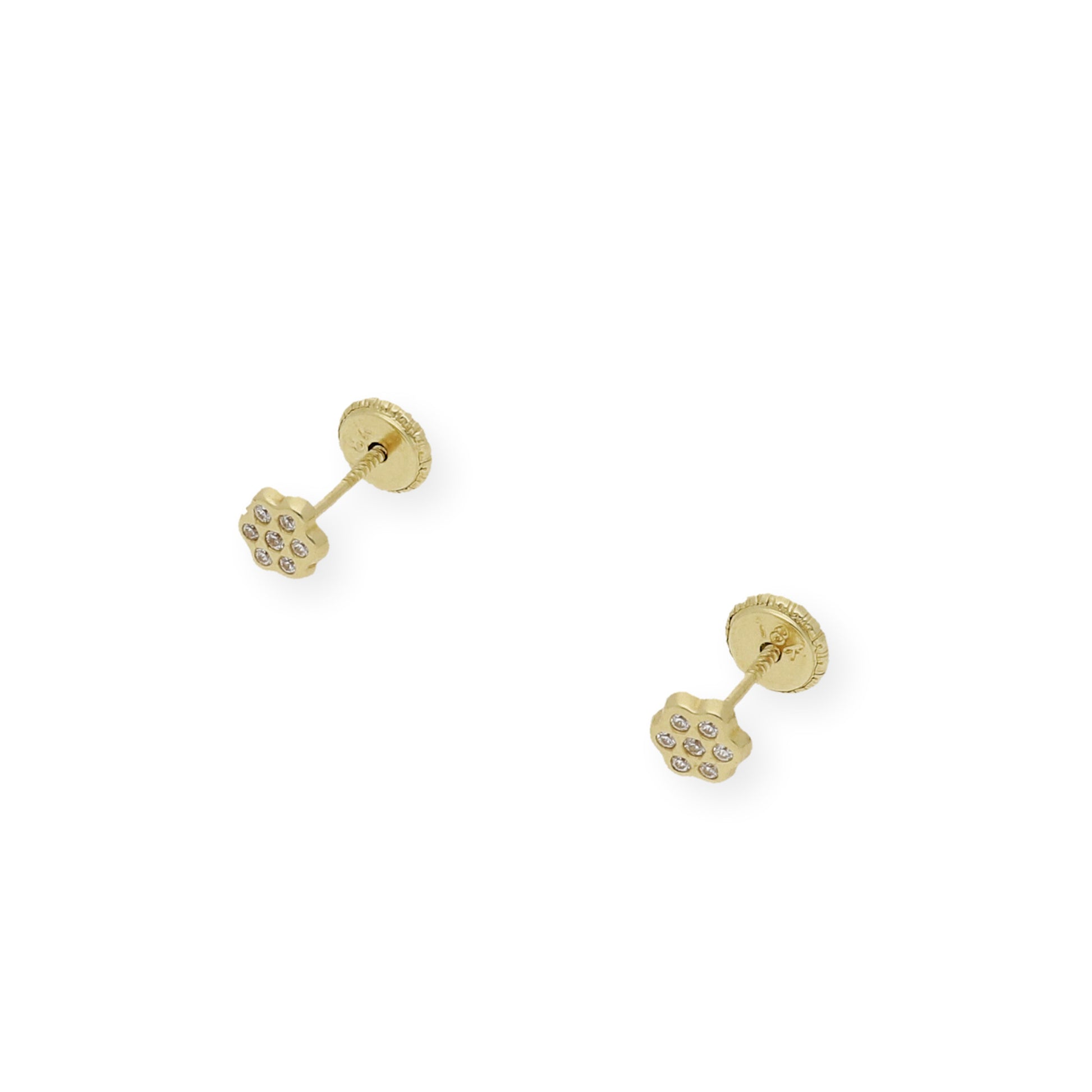 Pendientes bebé flor Oro amarillo 18K y circonitas