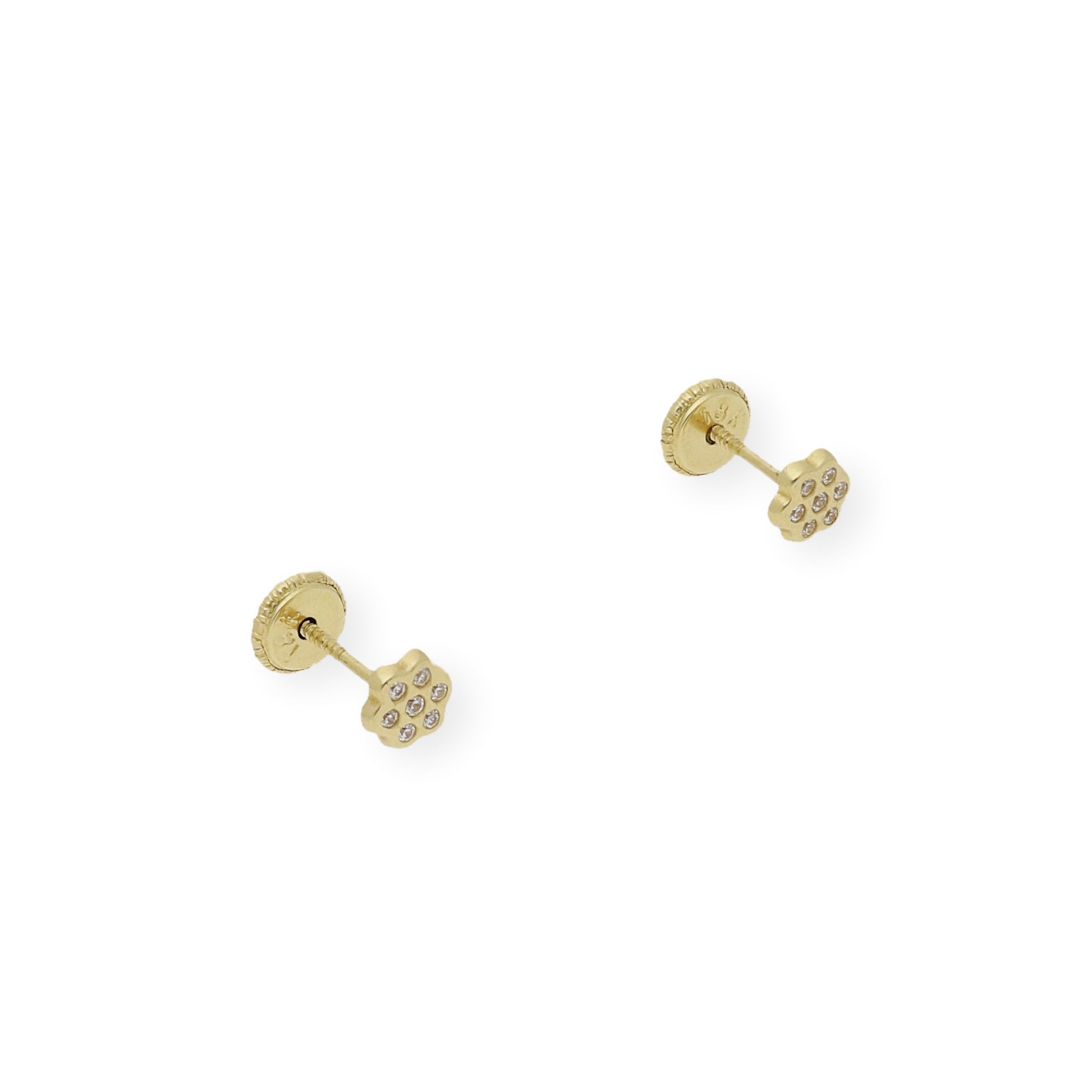 Pendientes bebé flor Oro amarillo 18K y circonitas