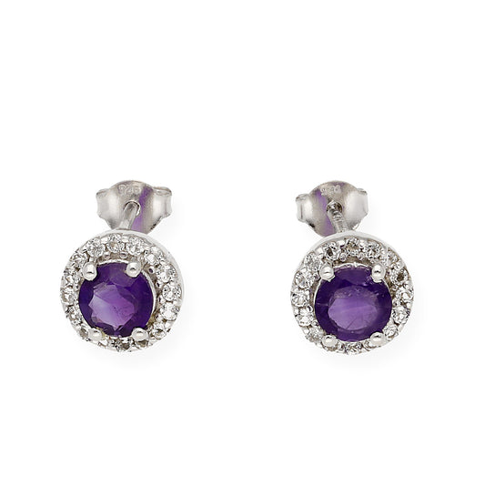 Pendientes Bella en Plata de ley 925 con Amatistas y Circonitas