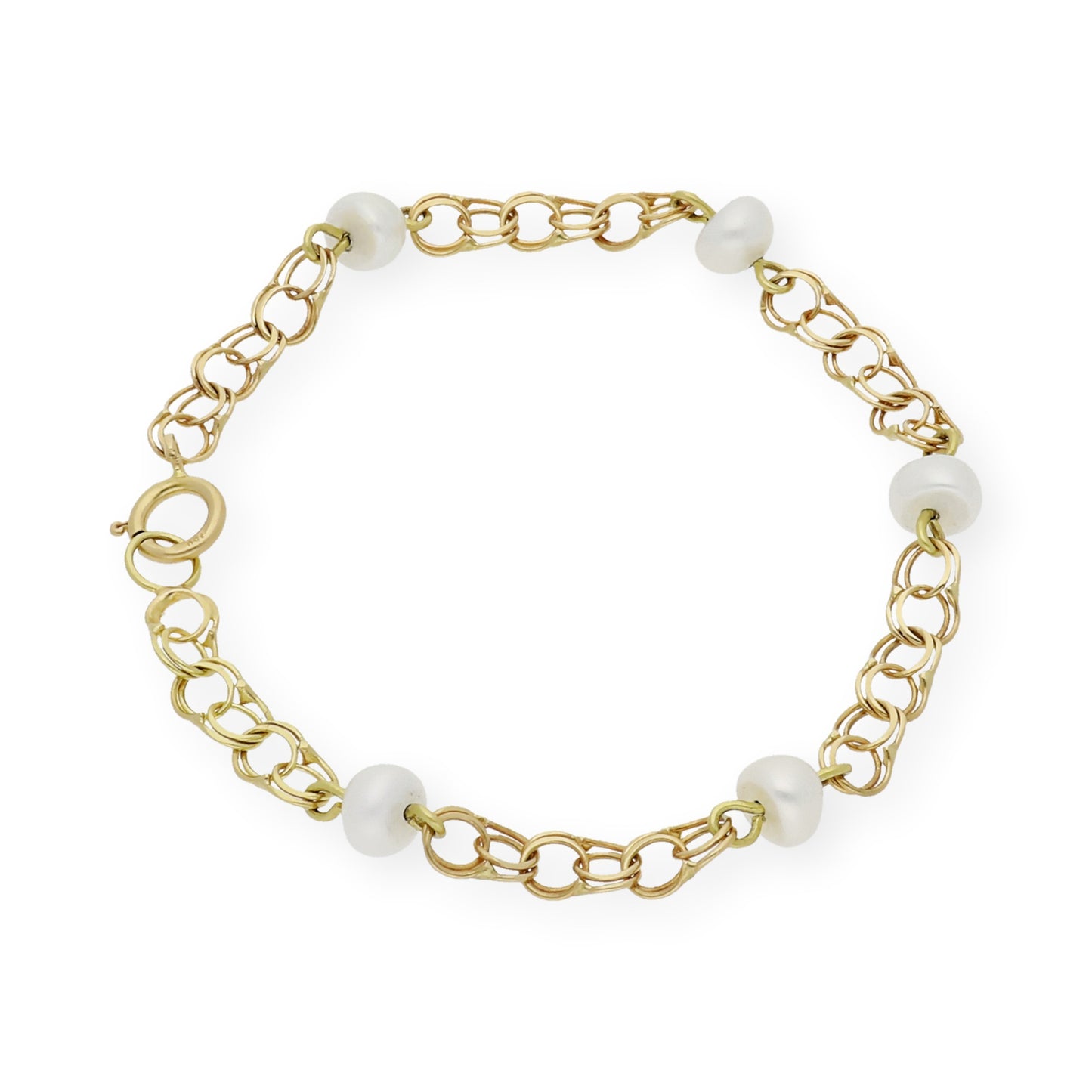 Pulsera de Bebé en Oro 18k y Perlas Cultivadas