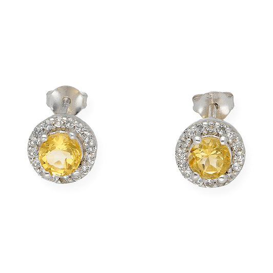 Pendientes Bella en Plata de ley 925 con Cuarzo Citrino y Circonitas