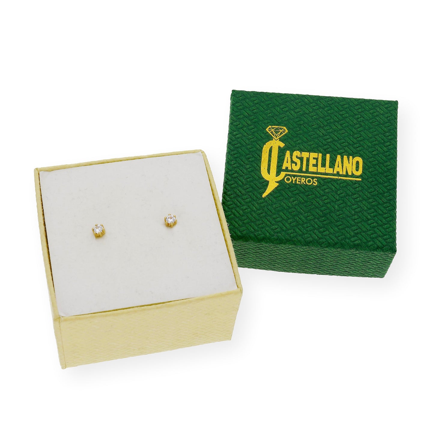 Pendientes de oro amarillo 3.00 mm de seis patillas circonitas