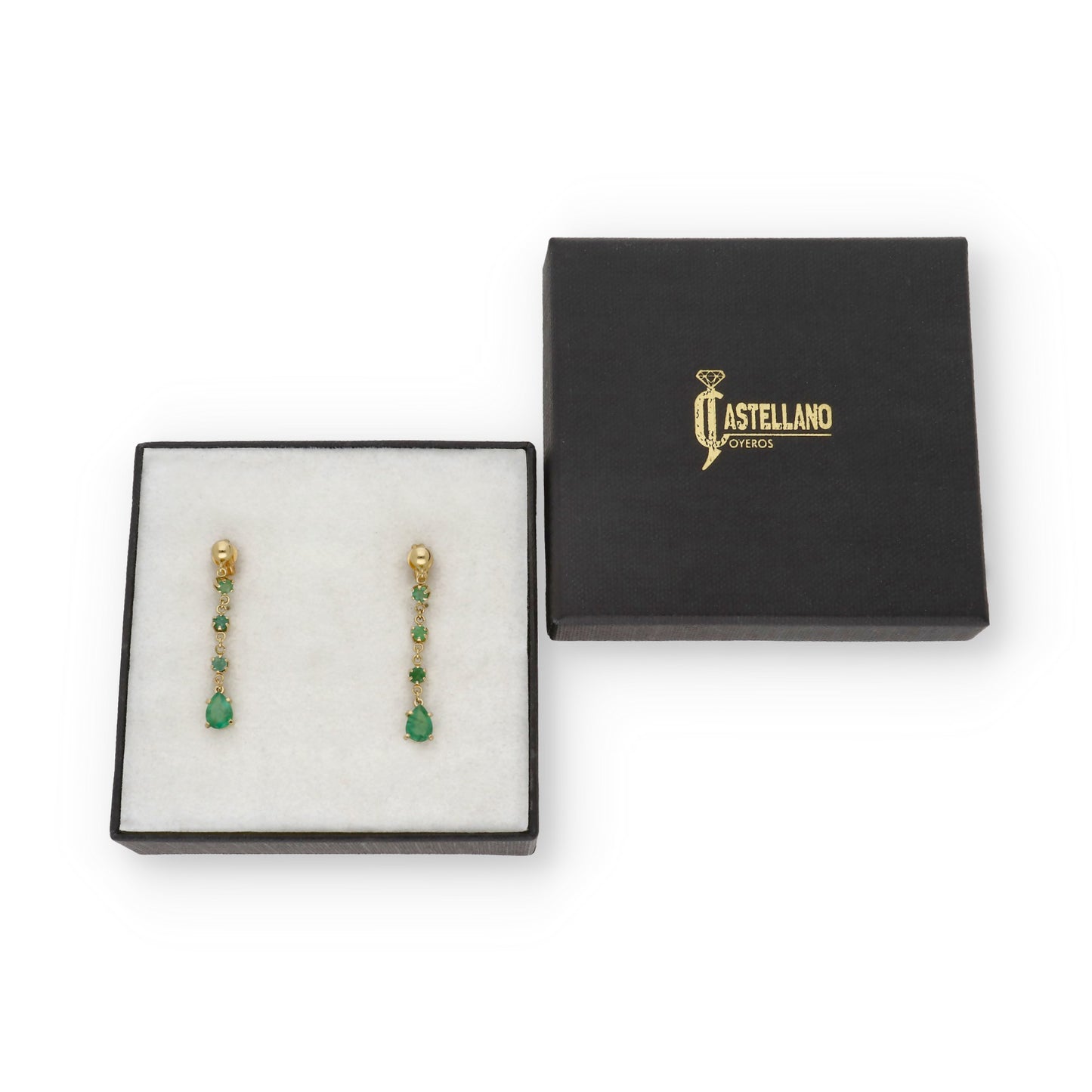 Pendientes Inaí en Oro 18k y Esmeraldas Naturales