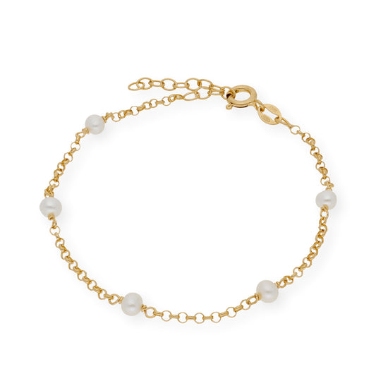Pulsera de Perlas de Agua Dulce en Plata de Ley 925 Bañada en Oro 18K